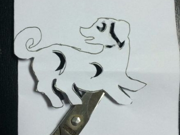 儿童剪纸小狗的详细教程-一对小狗
