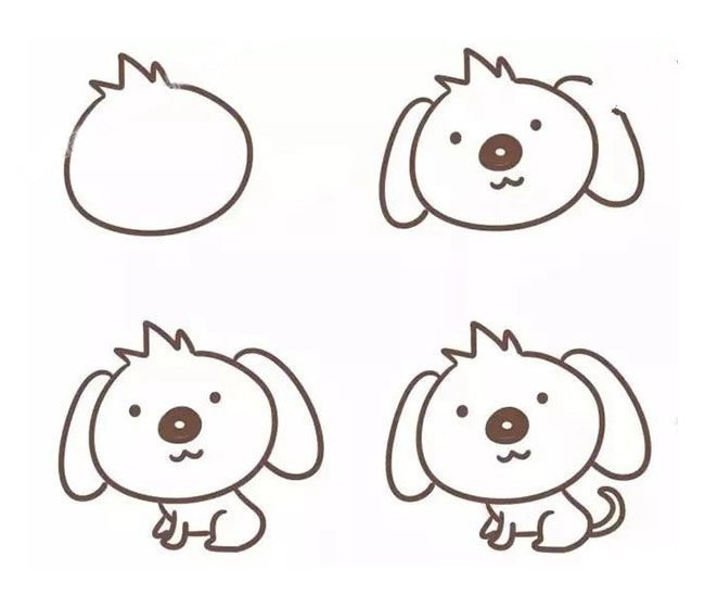 小狗简笔画的画法步骤图