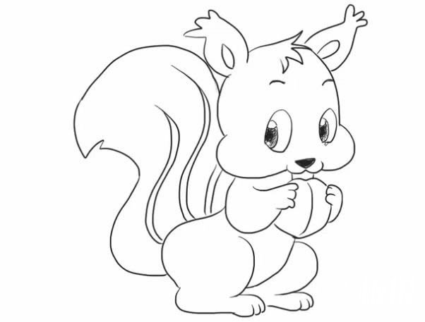 松鼠简笔画的画法步骤教程 爱吃坚果的松鼠简笔画怎么画