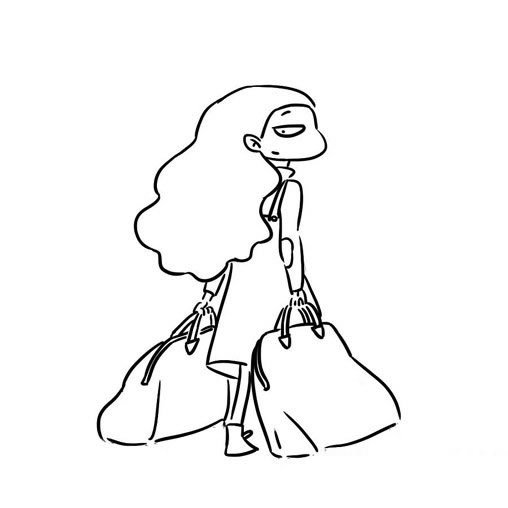 提着购物袋的女人简笔画图片