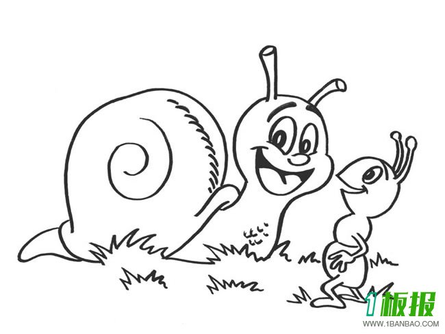 蜗牛和蚂蚁简笔画图片