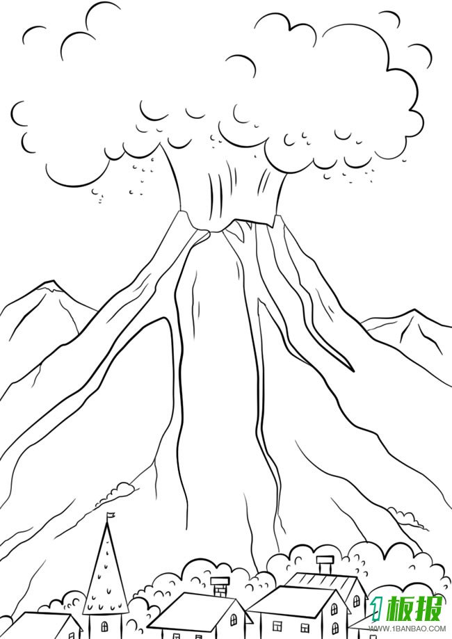 火山爆发怎么画简笔画图片