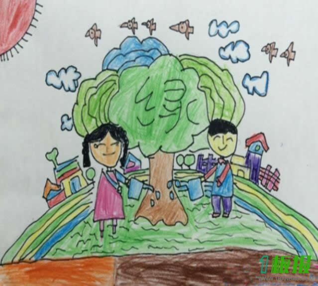 3.12植树节的儿童画优秀作品 关于植树节的简单的画