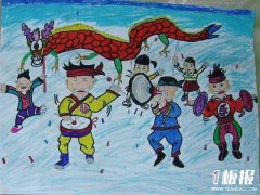 五年级春节儿童画大全-快乐的新年