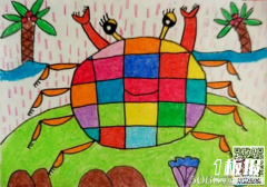 小学生动物儿童画绘画图片-蟹将军