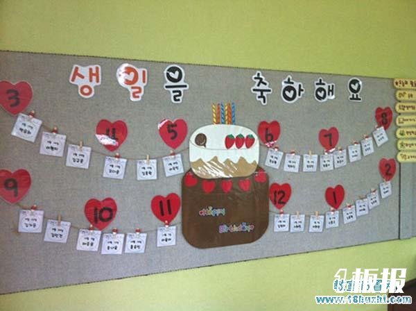 外国幼儿园教室好看的生日墙布置图片