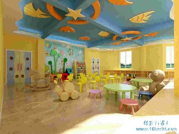 幼儿园天花板上鱼造型装修设计图片
