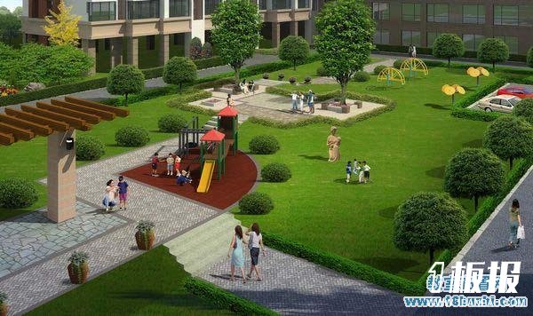 幼儿园校园草坪植物景观规划设计效果图