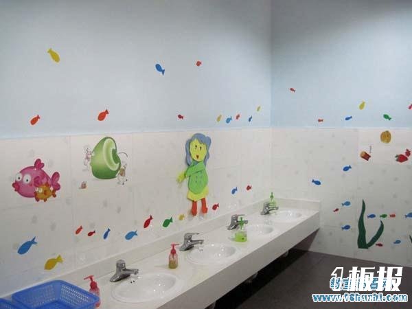 公立幼儿园厕所墙壁贴纸装扮图片