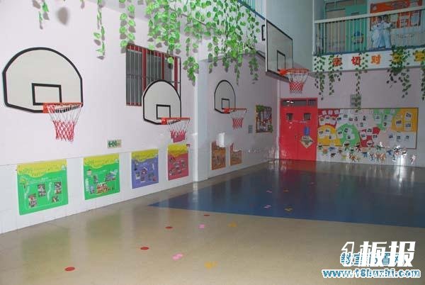 幼儿园体育活动大厅篮球框设计图片