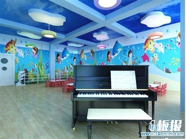 幼儿园音乐教室墙壁天花板装修设计图