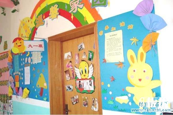 幼儿园大班教室大门墙面装饰