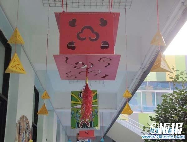 幼儿园走廊中国风吊饰布置