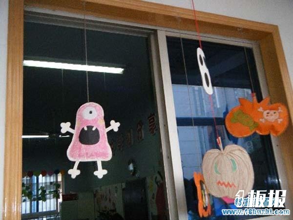 幼儿园万圣节窗户装饰图片
