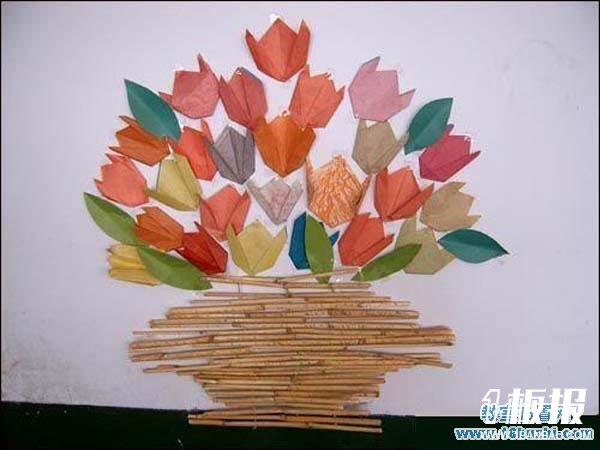 幼儿园墙面手工装饰：玫瑰花