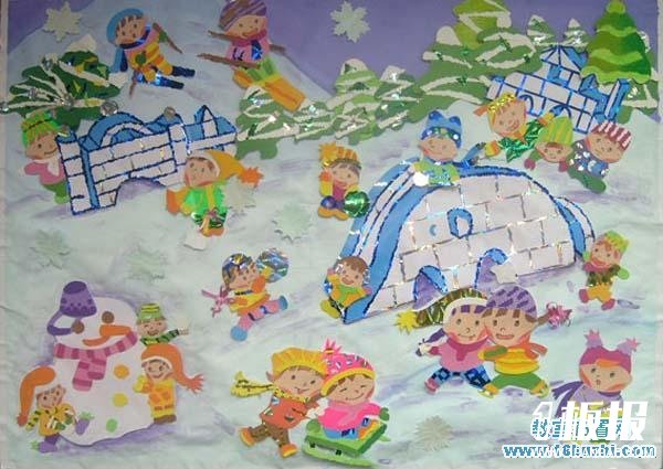 漂亮的幼儿园冬天墙面装饰