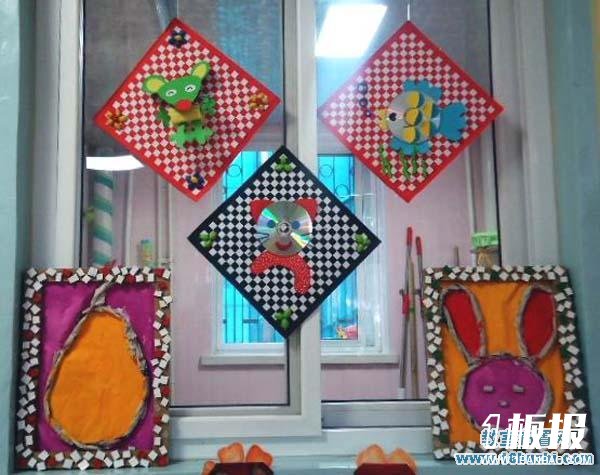 幼儿园窗户手工装饰