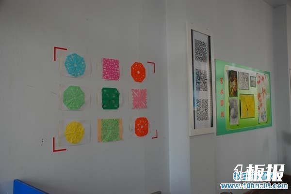 初一教室墙面装饰：五彩剪纸