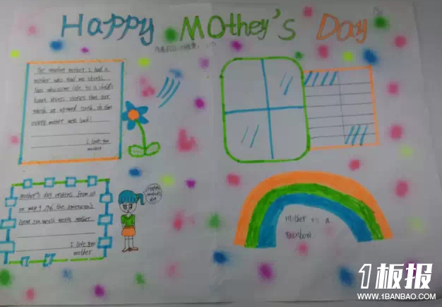 小学生英语手抄报感恩母亲-Happy Mother's Day