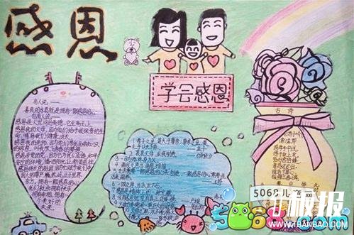 小学生感恩节手抄报优秀作品-学会感恩