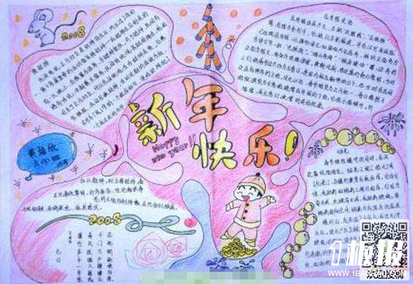 四年级春节手抄报简单又漂亮-新年快乐