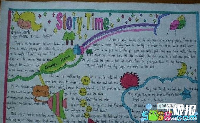 小学生五年级英语手抄报-story time