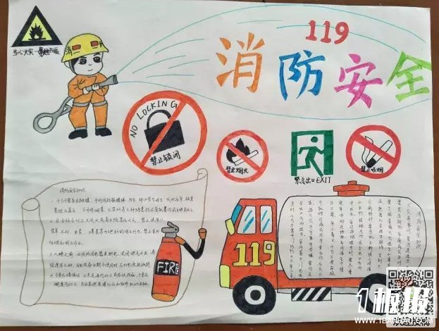 初中生消防安全手抄报-119消防安全