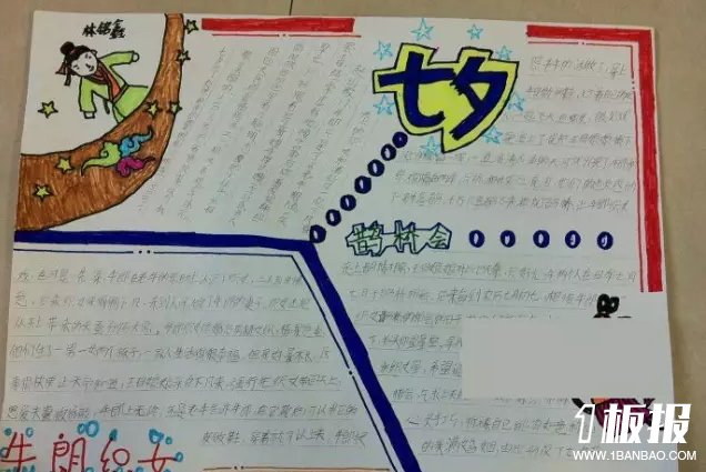 2018创意七夕节手抄报版面设计图