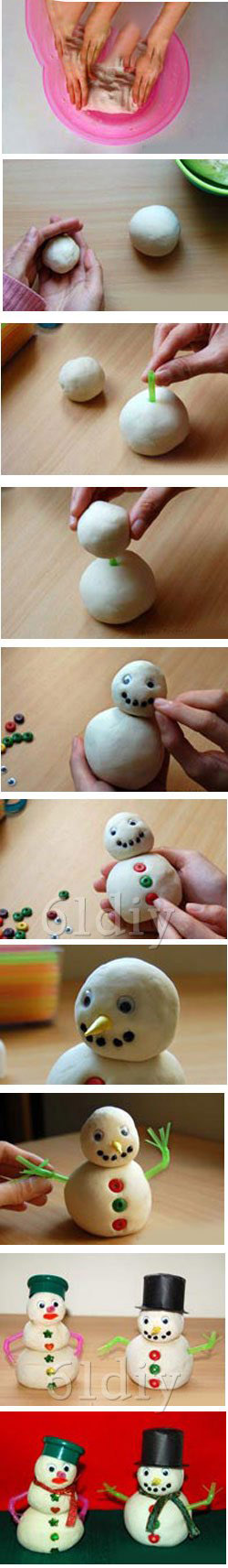 怎样用黏土制作雪人