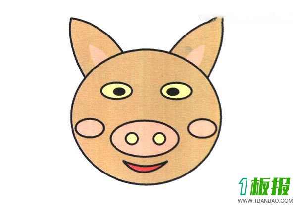 搞笑猪头简笔画的画法教程