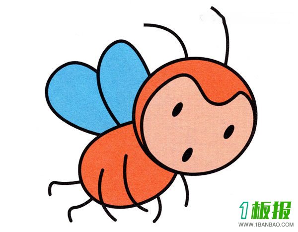 可爱的卡通小蜜蜂简笔画画法彩色