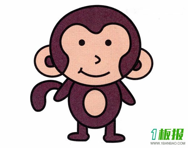 机灵小猴子简笔画的画法图片教程