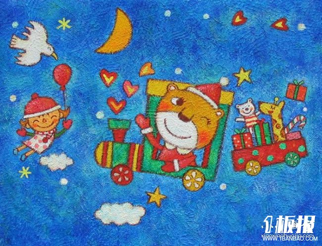 一起过圣诞蜡笔画作品图片- www.yiyiyaya.cn