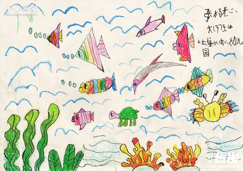 幼儿园海底世界蜡笔画作品图片- www.yiyiyaya.cn