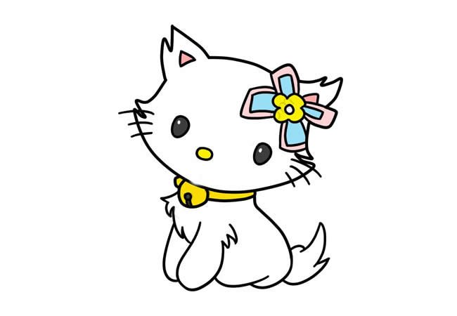 优雅漂亮的小猫简笔画6