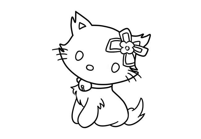 优雅漂亮的小猫简笔画5