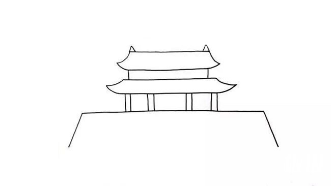 国庆节北京天安门简笔画步骤3