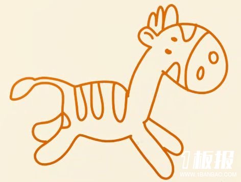 可爱简单的斑马简笔画的画法5