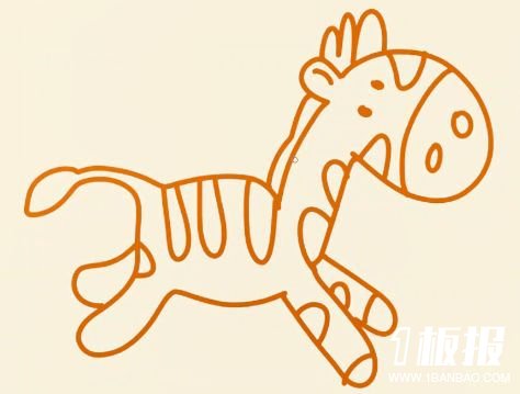 可爱简单的斑马简笔画的画法6