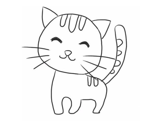 可爱小花猫简笔画的画法6