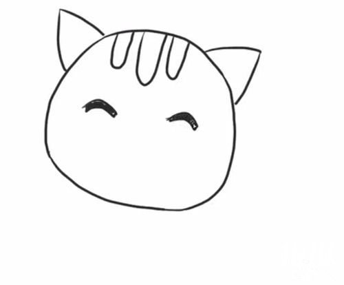 可爱小花猫简笔画的画法3