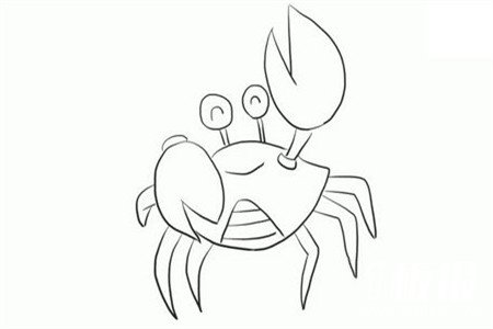 幼儿园可爱螃蟹简笔画的画法6