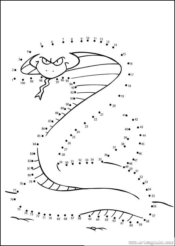 数字连线画：卡通赖皮蛇