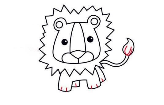 幼儿狮子简笔画步骤图6