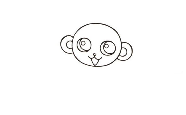 可爱小猴子简笔画步骤2