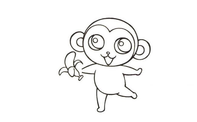 可爱小猴子简笔画步骤5
