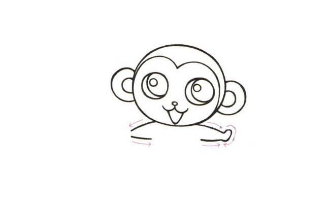 可爱小猴子简笔画步骤3