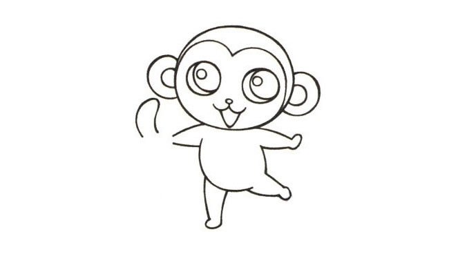 可爱小猴子简笔画步骤4