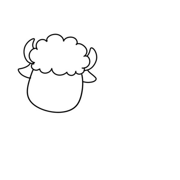 吃草的羊简笔画的画法2