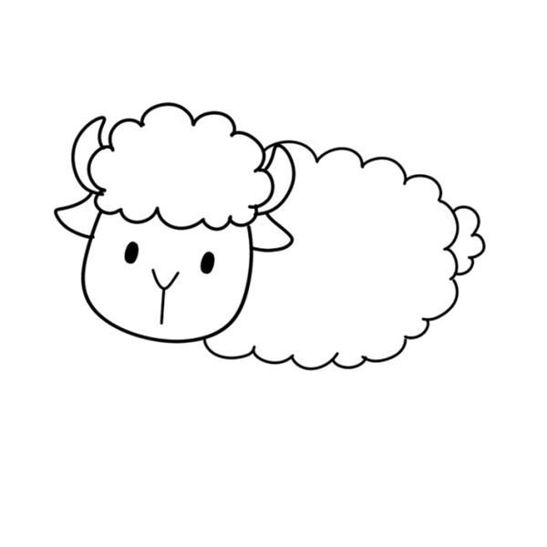 吃草的羊简笔画的画法4
